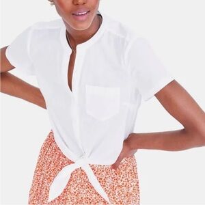 Jcrew White Tie Front Button-Up Shirt XXS
